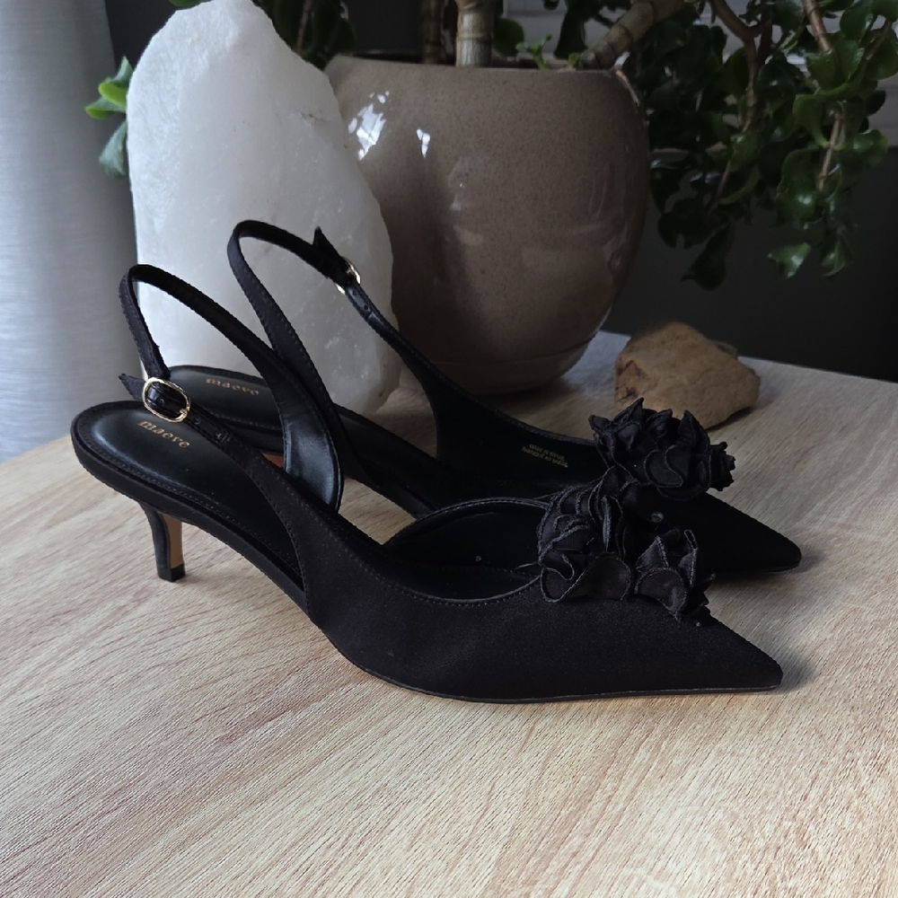 maeve Kitten Heel Slingbacks with Bow Detail